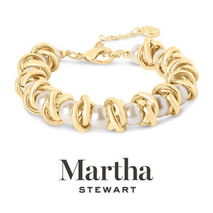 Martha Stewart Elegant Gold and Pearl Bracelet, 7 Inches For Women